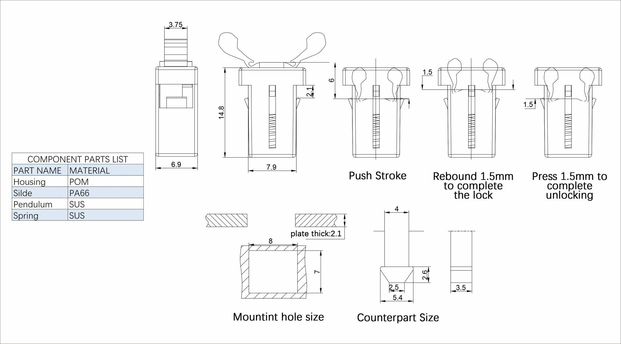 Plastic Push Latch PL-100